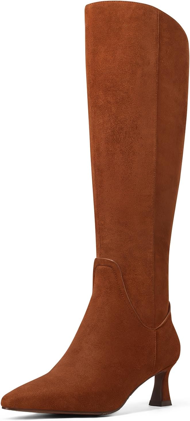 MUCCCUTE Knee High Boots for Women Chunky Heel Square Toe with Side Zipper Pull On Tall Fall Botas