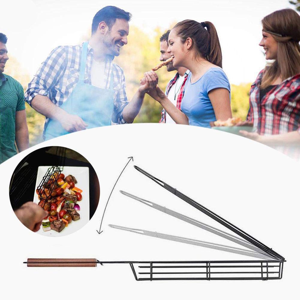 Betos 6pcs Kebab parrilla cesta de la parrilla, 48 x 6 cm barbacoa parrilla cesta Kabob cesta de la parrilla de la salchicha con la manija Kabob cestas para barbacoa, pescado parrilla, camarones