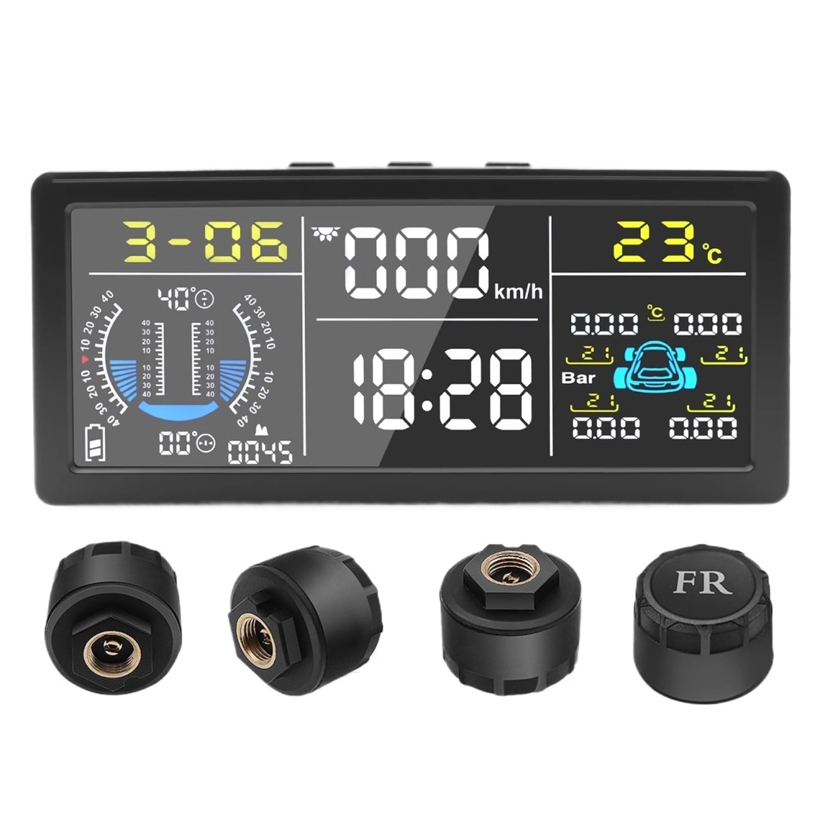 Monitor ciśnienia w oponach Wielofunkcyjny TPMS Temperaturowy Prędkościomierz Opon Z 4 Zewnętrznymi Czujnikami System Monitorowania Ciśnienia w Oponach Cyfrowy miernik ciśnienia w oponach