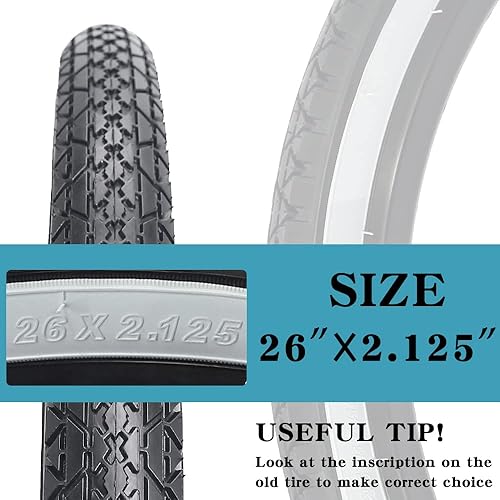 Miniatura 4 de SIMEIQI Paquete de 2 neumáticos de bicicleta de 26 x 2.125 pulgadas y 2 tubos de bicicleta de 26 x 2.125 con cámaras AV de 1.260in compatibles con