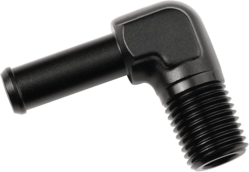 Adaptador Cotovelo 90° Podavelle 1/4 NPT Macho para Espigão de Mangueira 3/8" em Alumínio Preto – 1 unidade