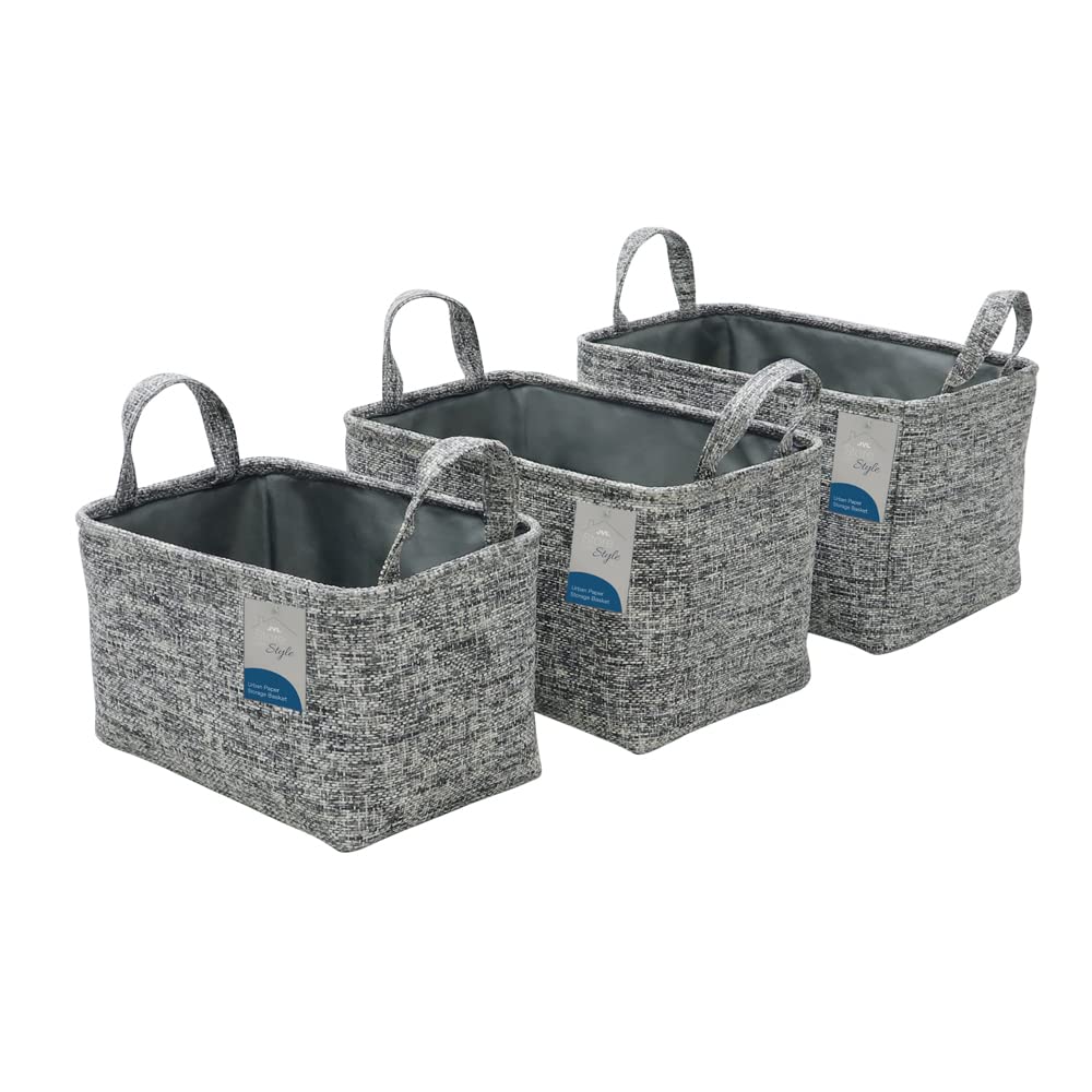 JVL Urban Set of 3 Rectangle Paper Storage Baskets