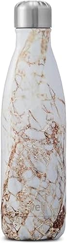 S'well - Botella de agua de acero inoxidable, 17 onzas líquidas, suave al tacto, color negro, triple capa aislada al vacío, mantiene las bebidas