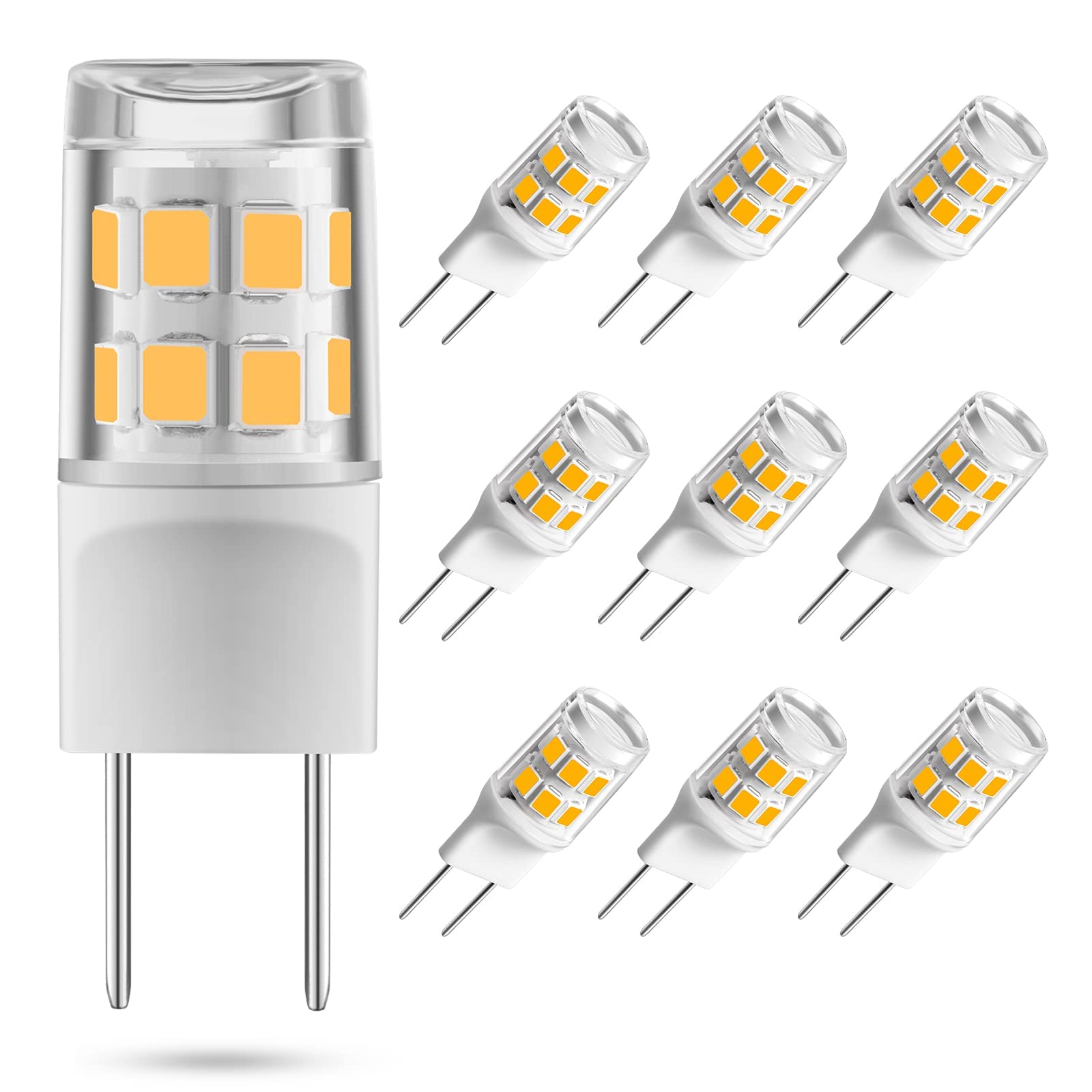 MAKINGTEC 10 Pcs G8 Led Bulb, 2W, 25W Halogen Equivalent, G8 Warm White 2700K, Bi-Pin G8 Base Light Bulbs, AC120V