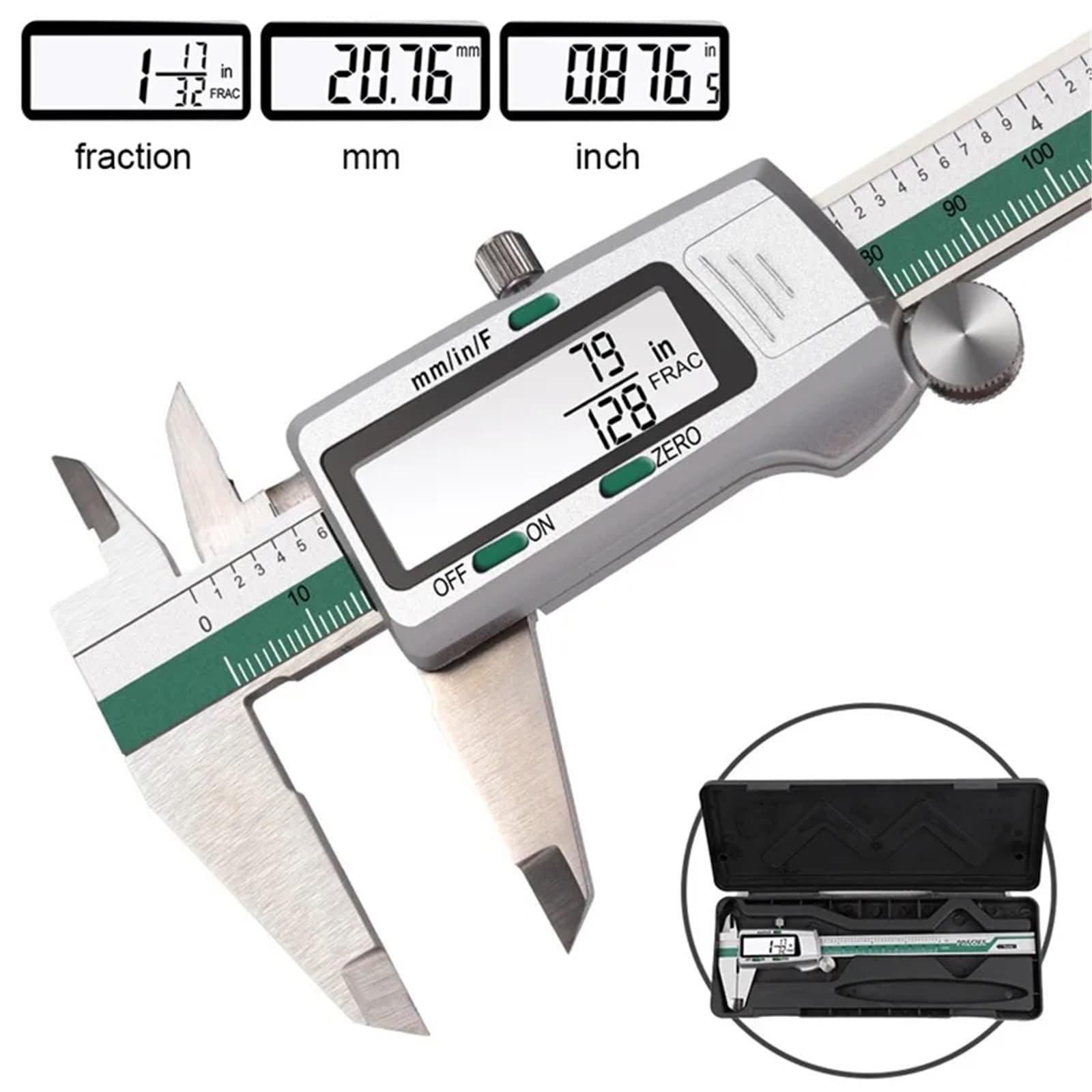 Calibrador digital ET50 de 150 mm de acero inoxidable, con precisión de 0,01 mm for componentes mecánicos.