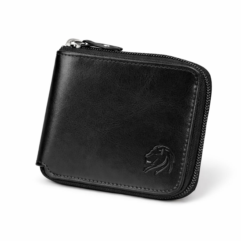 vemilio quality meets affordability VEMILIO Round Zipper Vegan Leather Wallet for Men & Women – Compact Card Holder with Secure Zipper | Minimalist and Stylish Wallet (Black)-picture-37