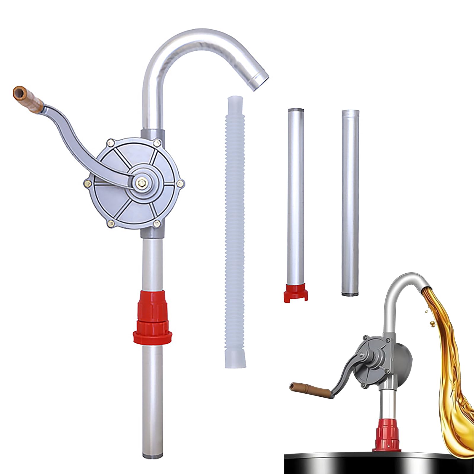 Tylulikaty Aluminum 15 to 55 Gallon Drum Pump,Hand Liquid Transfer,Duty Rotary Barrel Pump for Gasoline Oil Fuel Diesel, Kerosene, Hydraulic Fluid