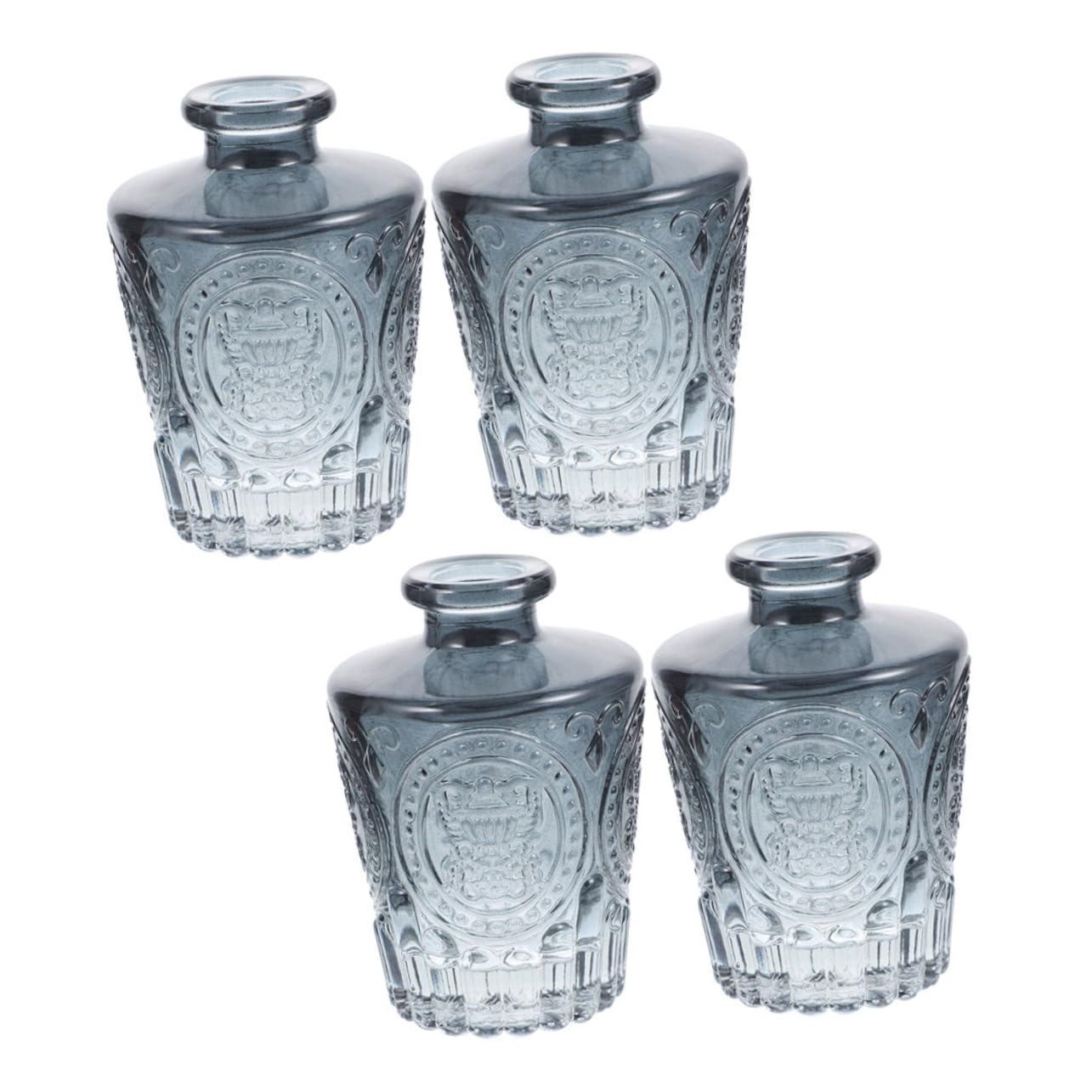 Flacons Diffuseurs D'huiles Essentielles 130ml Diffusion Uniforme Lot de 4 en Verre Bleu Usage Polyvalent et Design Décoratif Simple pour Maison