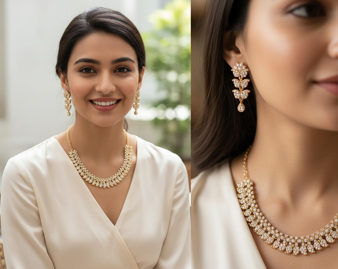Touchstone Indian wedding jewelry set gold traditional necklaces for women statement rhinestone sets hollywood glamour style crystal stone bridal costume golden necklace