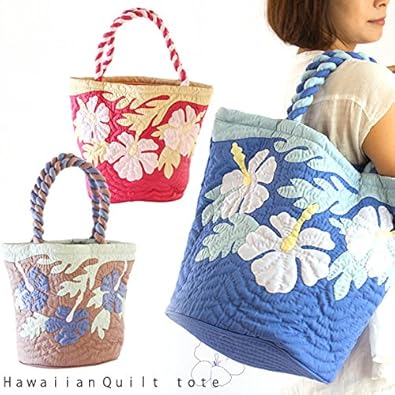 Amazon | (ラナイブルー）Lanai-blue ハワイアンキルトトート