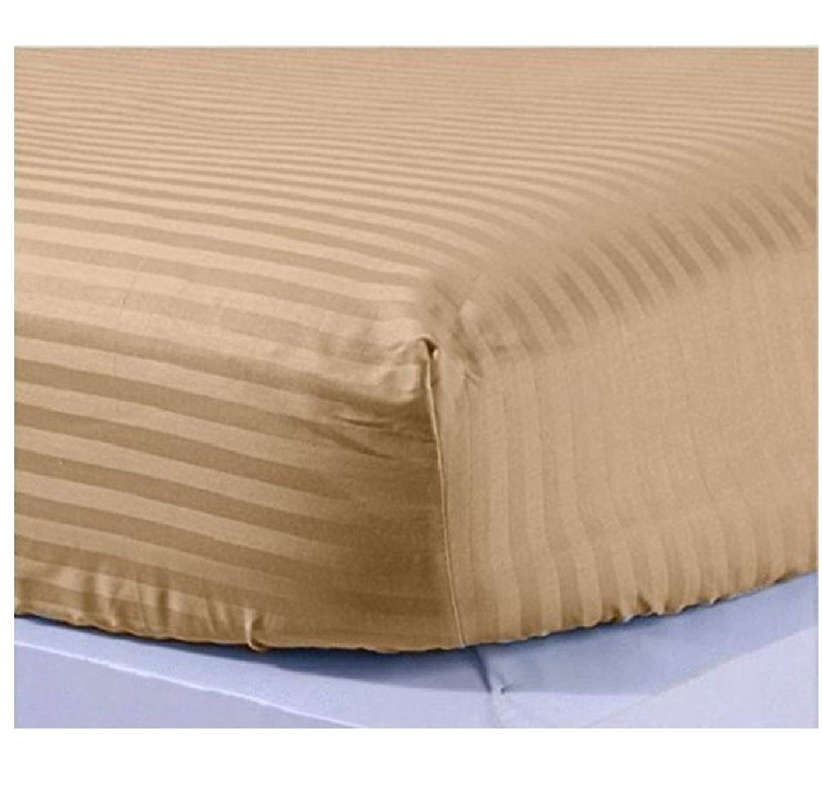 Extra zacht, 100% Egyptisch katoen, 6-delige set-1 plat laken, 1 hoeslaken met 35 cm hoekdiepte en 4 kussenslopen, 400 draaddichtheid - bordeauxrood gestreept, emperor formaat