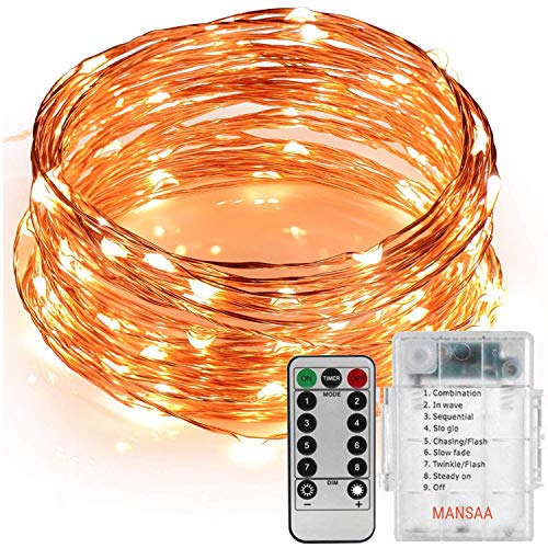 MANSAA M26 Battery Operated LED String Light | 10 Meter 100 LEDs | Yellow Color | USB and Battery Operated | Remote Control | Home Decor | Pack of 1