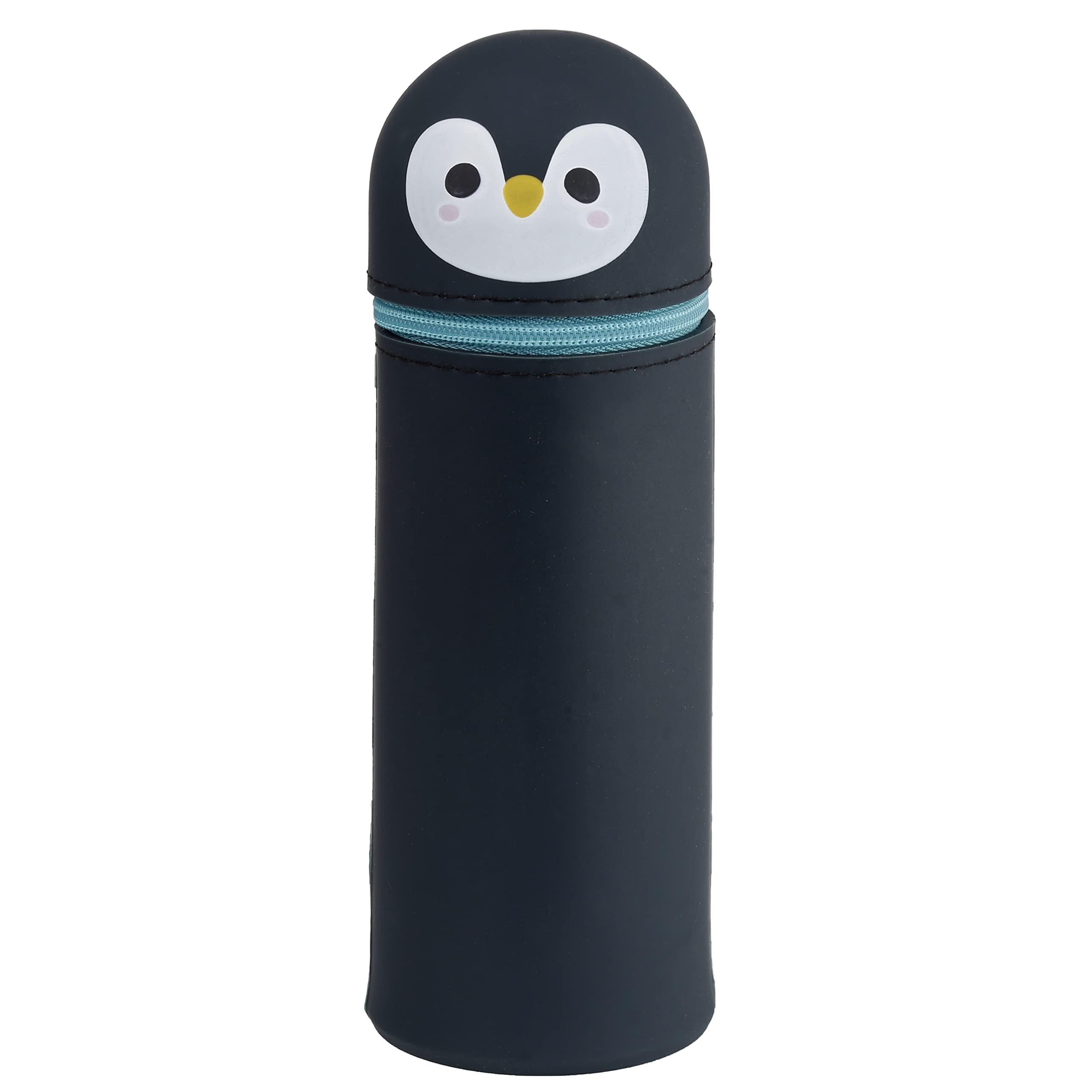 Puckator Adoramals Penguin Silicone Upright Pencil Case - School Equipment Stuff - School Supplies for Girls and Boys - University Stationery Kit - Cute Storage Pouch - Cool Teacher Supplies