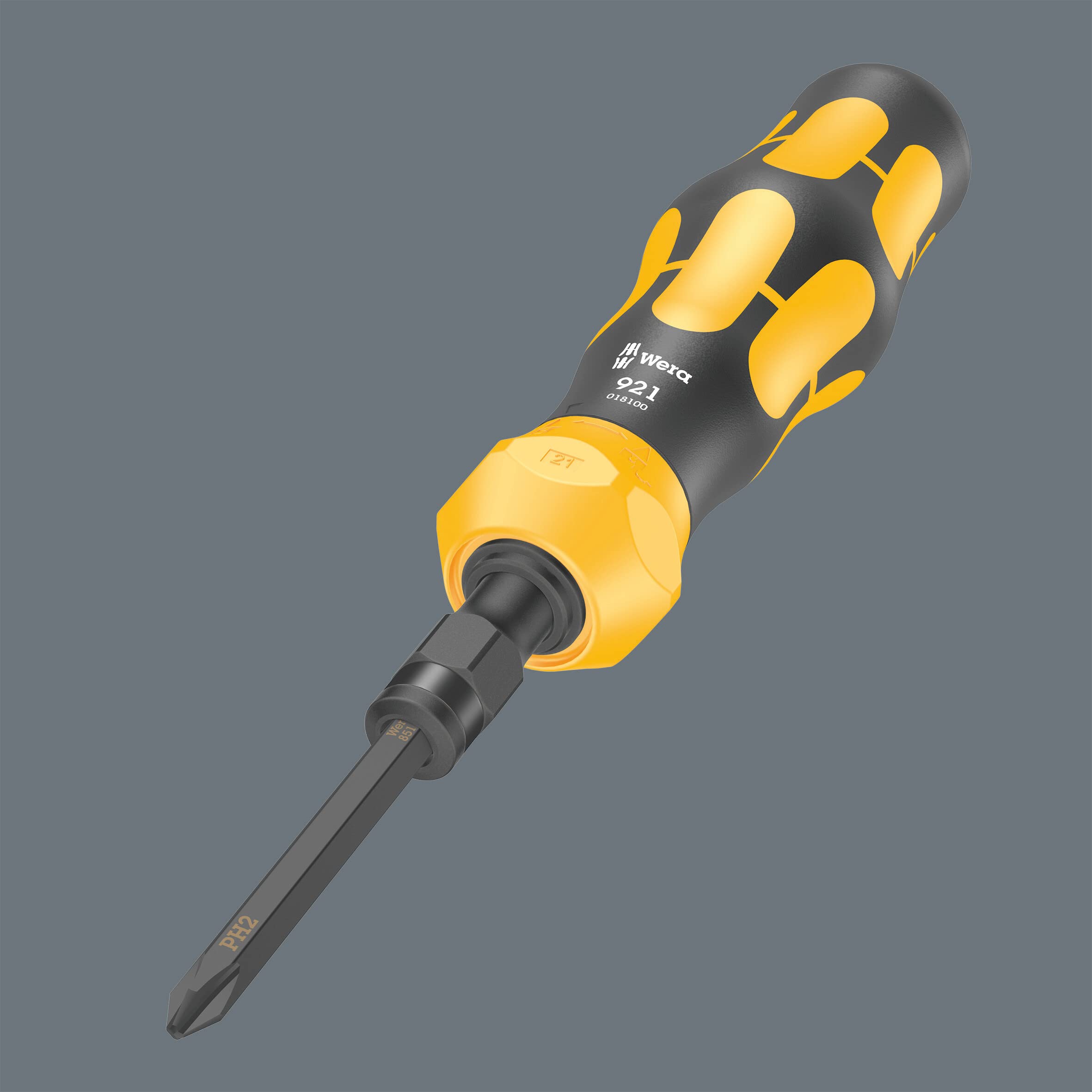 Wera 05018111001 Juego Kraftform Kompakt 900 Imperial Set 1, Juego de destornilladores de golpe, 19 piezas, Negro-amarillo