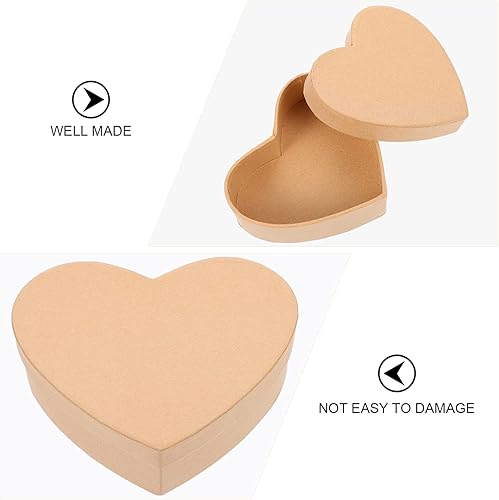 Miniatura 3 de Caja de papel maché de papel con forma de corazón, caja anidada decorativa de papel Kraft, contenedor de dulces con tapas para manualidades,