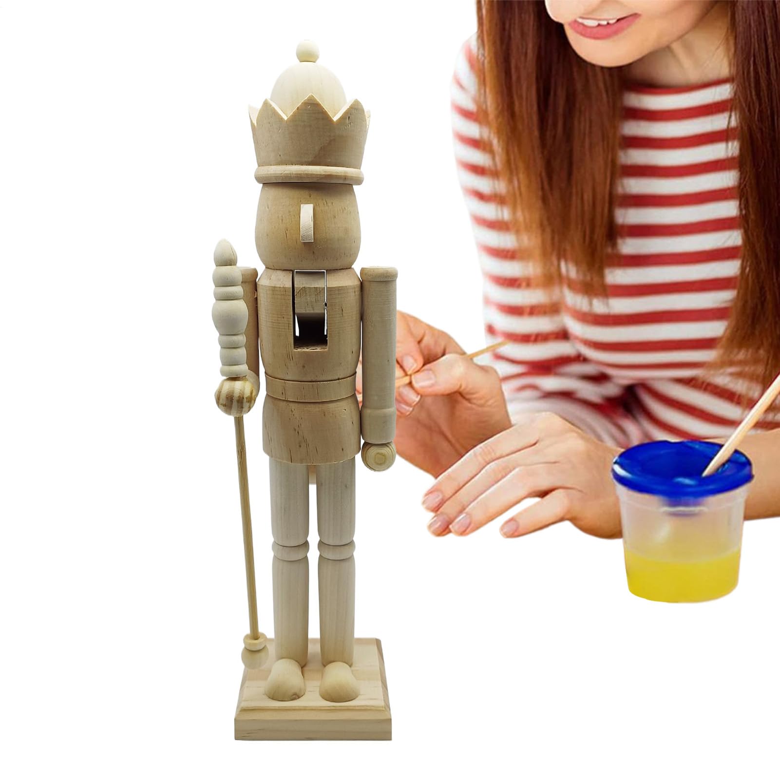 Nutcracker Christmas Decor 38cm Wooden 3D Carving Figurine