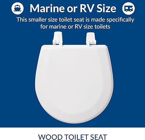 Miniatura 2 de BEMIS TC50TTA MARINE - Asiento de inodoro pequeño hecho para barcos y caravanas, madera duradera, color blanco