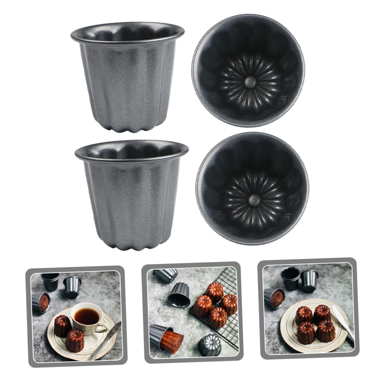 TOPBATHY 8piezas Moldes Para Muffin Diseño Decorativo Moldes Multifuncionales Para Pastel y Canelé Utensilios De Hornear Para Postres y Muffins