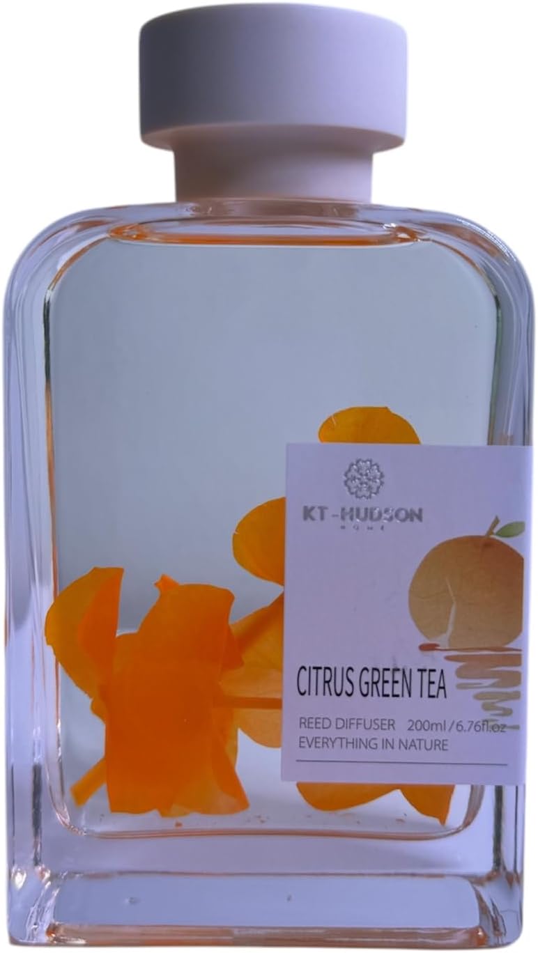 Luxury Reed Diffuser – Premium Essential Oil Diffuser for Home, Long-Lasting Asian Aroma, Elegant Aromatherapy Room Fragrance 6.8 fl oz (200 ml) (Citrus Green Tea)