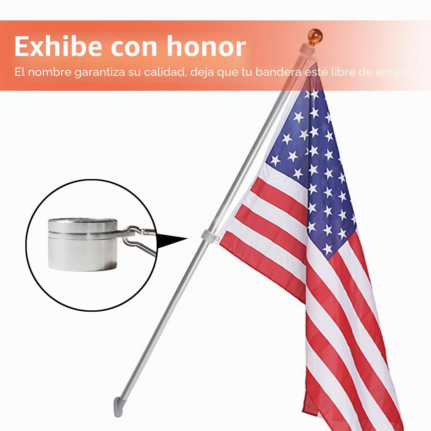 Anley - Juego de anillos de montaje para mástil de bandera de aluminio de 1,25", ideal para mástil de bandera de 1-1/4" de diámetro y bandera con 2 ojales (plata, 2)