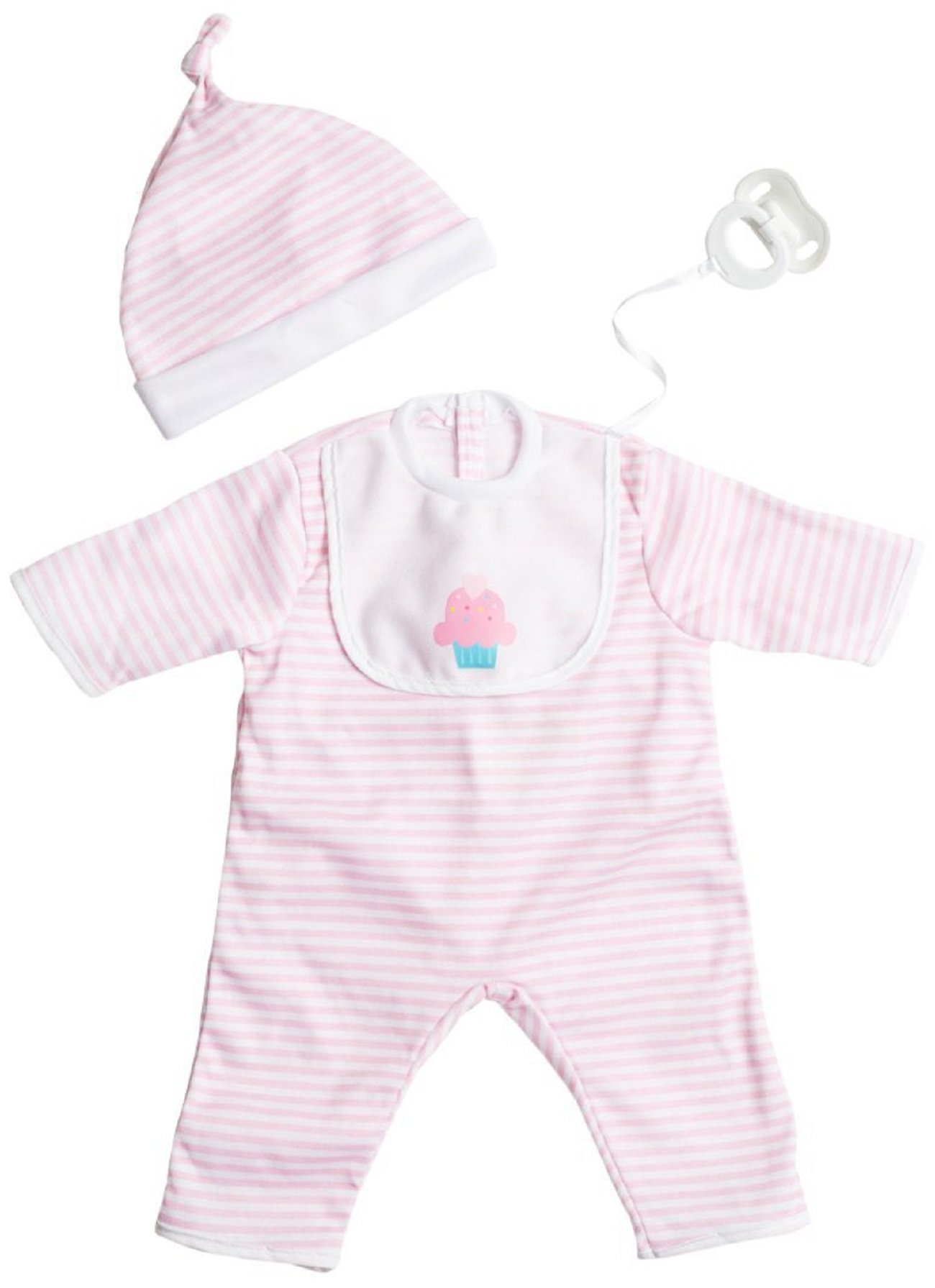 JC ToysBerenguer Boutique | Baby Doll Outfit | Pink Stipe Romber | Ages 2+ | Fits Dolls 17"- 20"