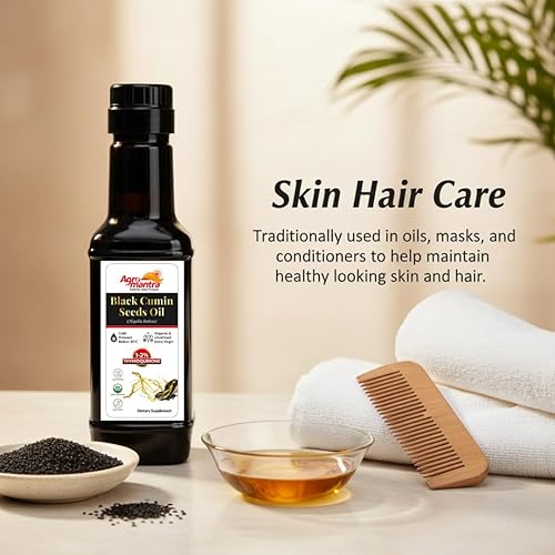 Miniatura 3 de Agro Mantra Aceite de semilla de comino negro orgánico USDA (Nigella Sativa), prensado en frío, 6.08 onzas líquidas, puro y sin refinar