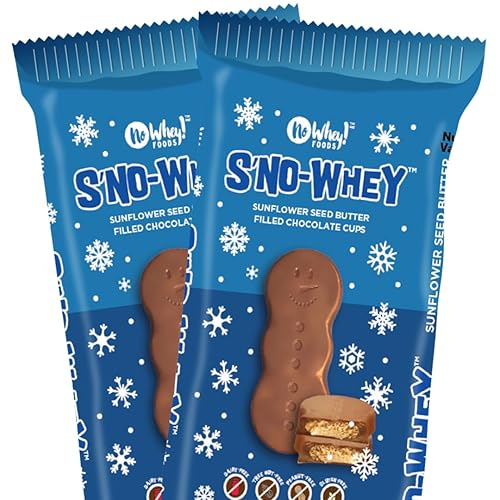 Snowhey - Caramelos de muñeco de nieve de chocolate, relleno de mantequilla de maní, vegano, apto para alérgenos, paquete de 2