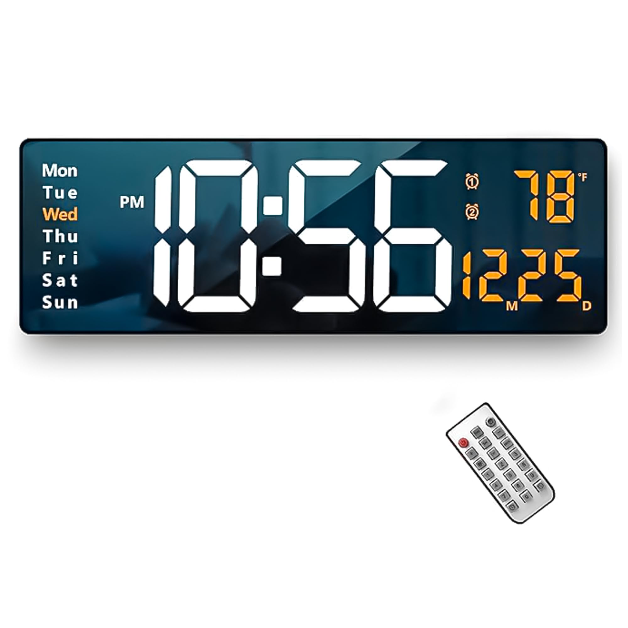 INFLUX 16.2-Inch LED Light Digital Wall Clock – Remote-Controlled RGB Wall Decor Clock with Auto-Dimming Brightness, Temperature, Date & Week Display, Office Desk Night Light Timer