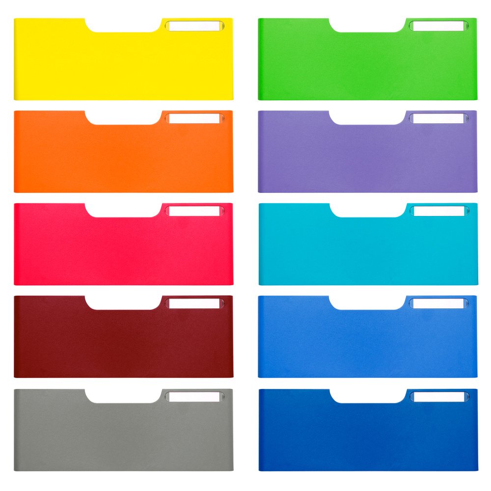 Exacompta - Ref 338999D - Modulo A4 Front Panels Set (10 Panels Included) - 110mm Height, Suitable for Colour-Coded Drawers, Clip-On Assembly - Assorted Colours