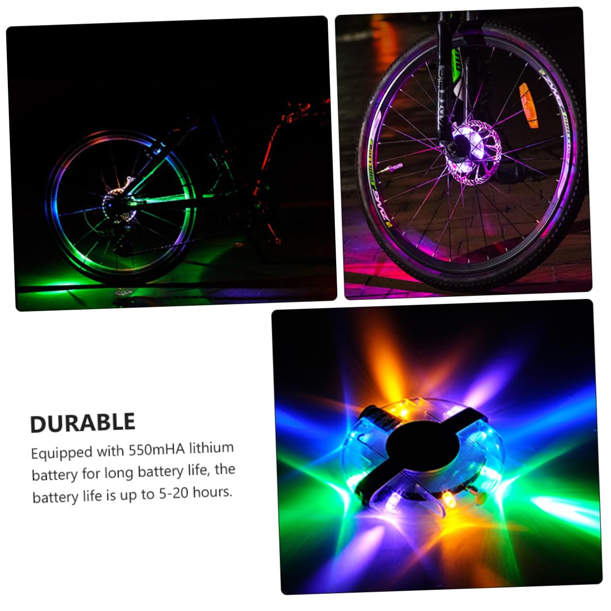 BESPORTBLE LED Bici Impermeabile Spia Ruota di Bicicletta Luce per Bici luci delle Ruote della Bicicletta Auto Spia della Bici mozzi Ciclismo Leggeri plastica Silver