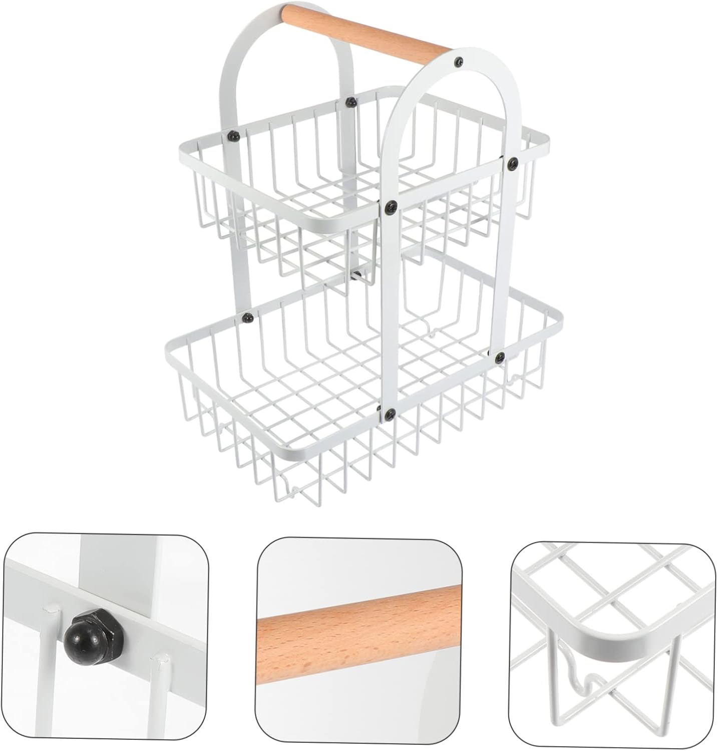 PRETYZOOM Iron Fruit Basket Wire Fruit Bowl Desktop Organizer Iron Art Storage Container