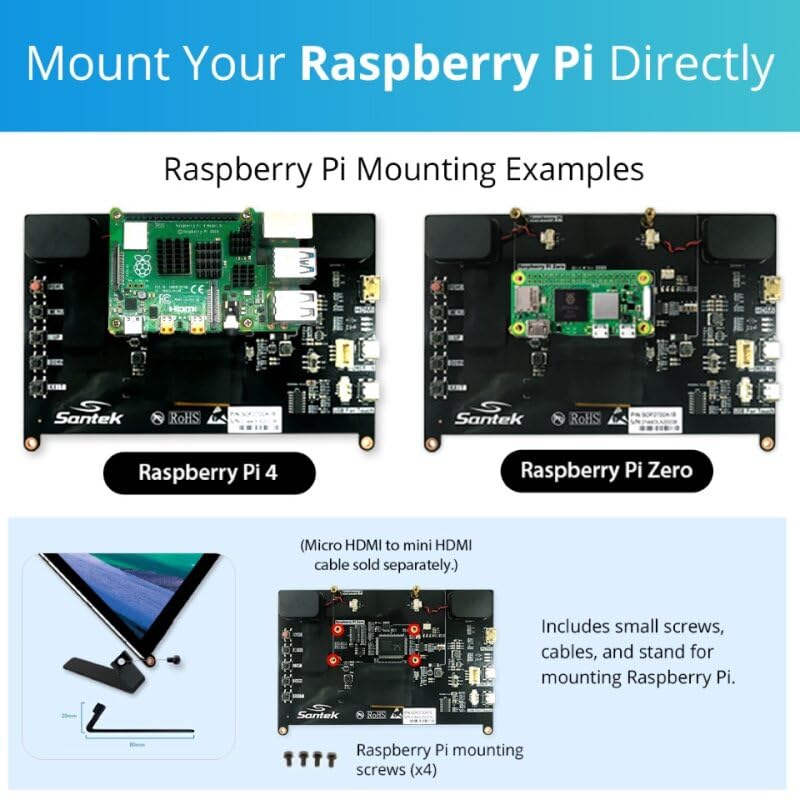 Image of Santek] Open Frame Touch Screen Monitor 10.1-inch - 500 cd High Brightness IPS HDMI, Built-in Speakers, SOF01010A1B, for Raspberry Pi 4 /3 /2 /1 Zero, Jetson Nano Mountable
