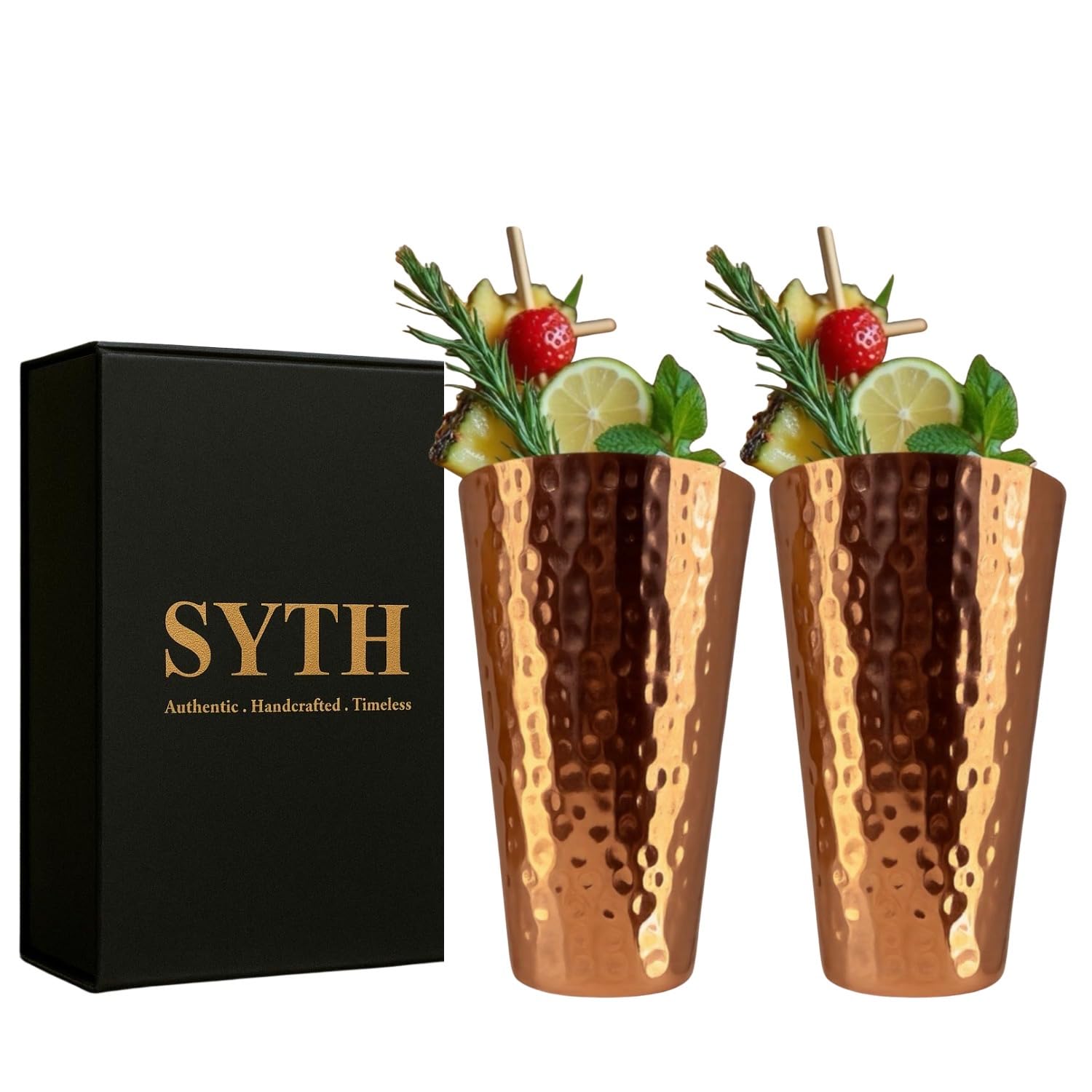 100 Pure Copper Luxury Tumblers Set of 2 18 Oz Large Drinkware Glass for Cocktails Iced Tea Moscow