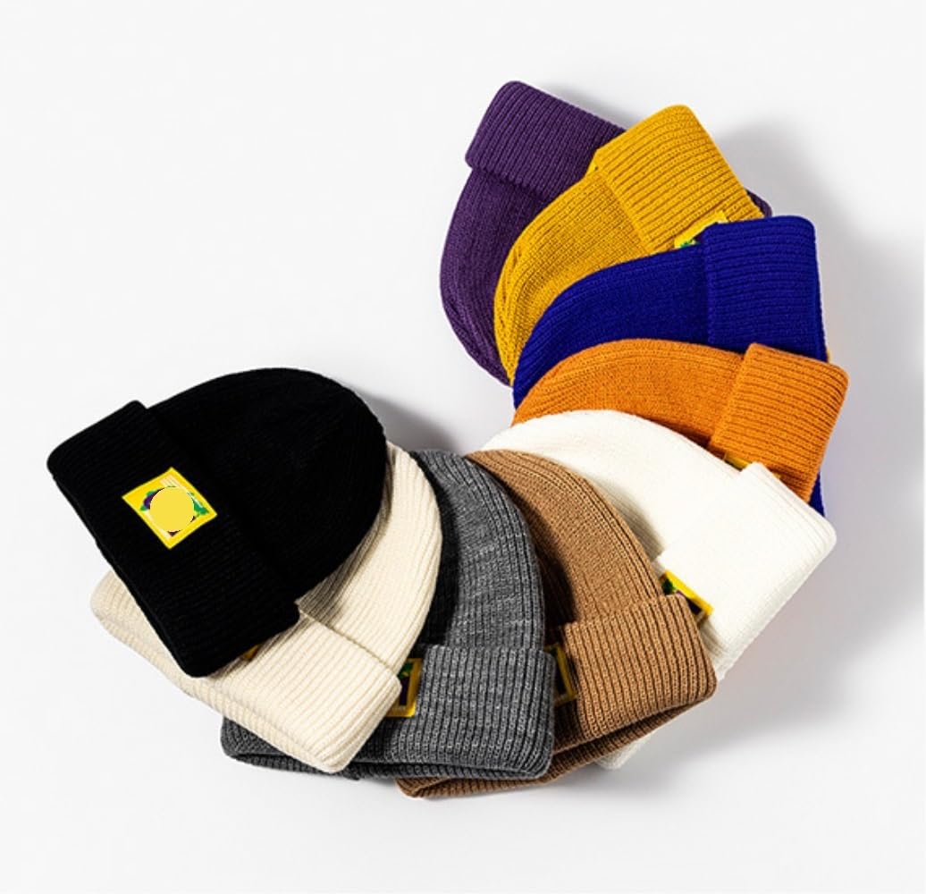 Mützen Winter Mützen Strickmütze Für Damen Und Herren, Gestrickte Beanie-Mütze Mit Bündchen, Lässig, Dick, Weich, Warm, Skimützen Wintermütze (Color : F, Size : One Size)
