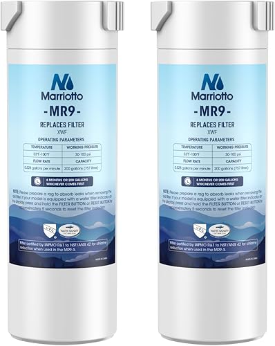 MARRIOTTO Filtro de agua XWF, repuesto para GE XWF, refrigerador original XWF compatible con puerta francesa GE, paquete de 2 (no XWFE)