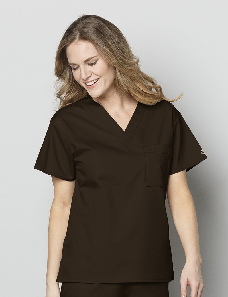 WonderWink 100ACHOCXS Wonderwork - Camiseta Unisex con Cuello en V, Color marrón