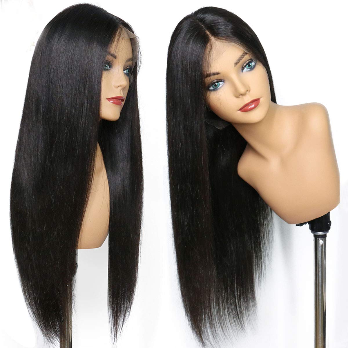Maycaur Black Synthetic Hair Wigs with Natural Baby Hair Long Straight Women's Wig Heat Resistant Synthetic No Lace Wigs for Fashion Women
