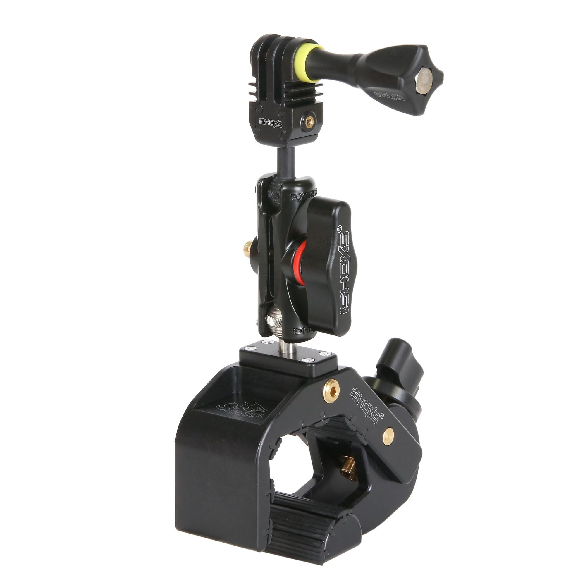 Shark SLS Action Kamera Halterung vibrationsarm | 28-65 mm | Action Cam Halterung für runde, ovale und eckige Profile | Kompatibel mit GoPro, DJI, Insta, Sony | Motorrad, Fahrrad, E-Bike