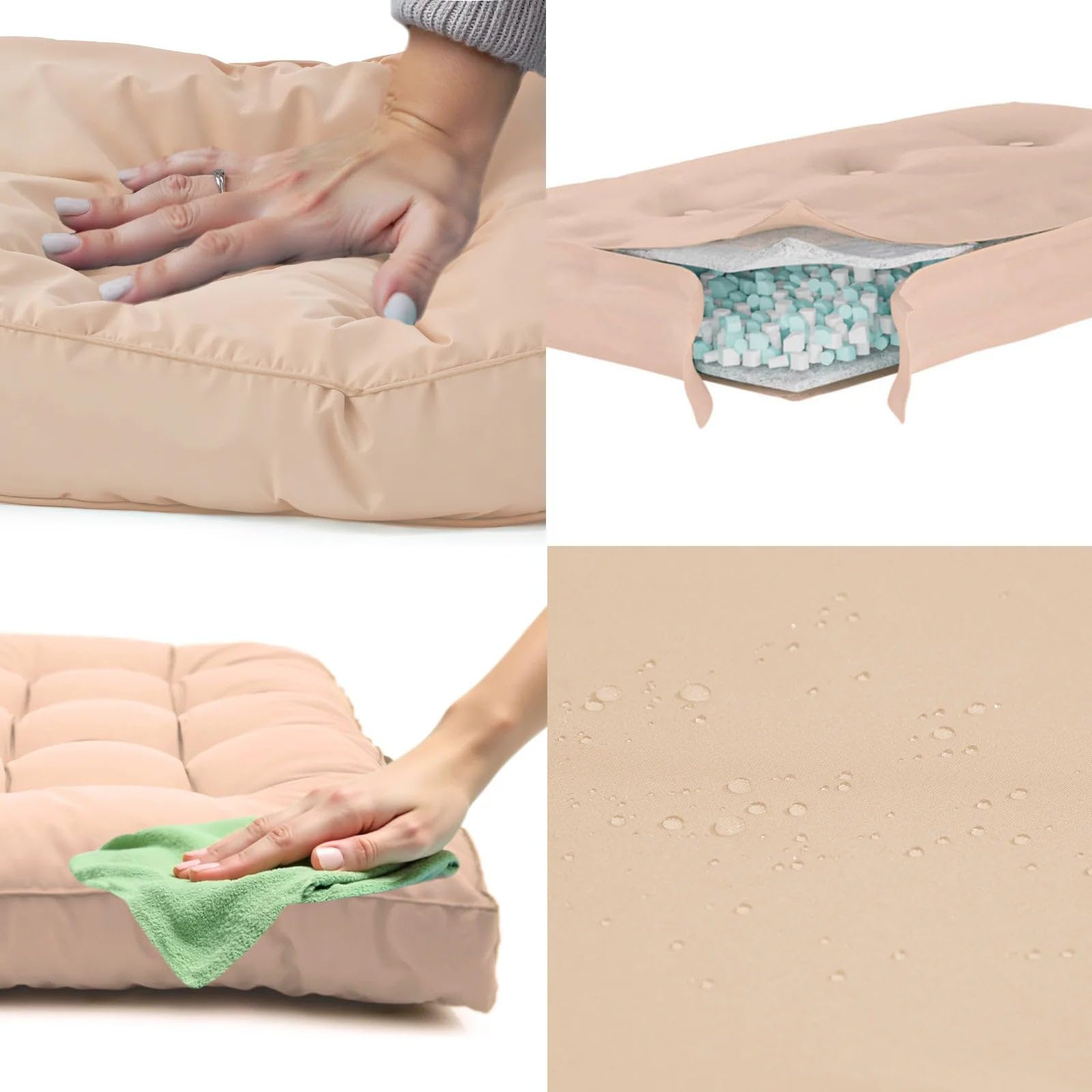 Cuscino Lettino Prendisole con Imbottitura da 12 cm, Materassino per Sdraio da Giardino e Chaise Longue, 185x60 cm, Beige