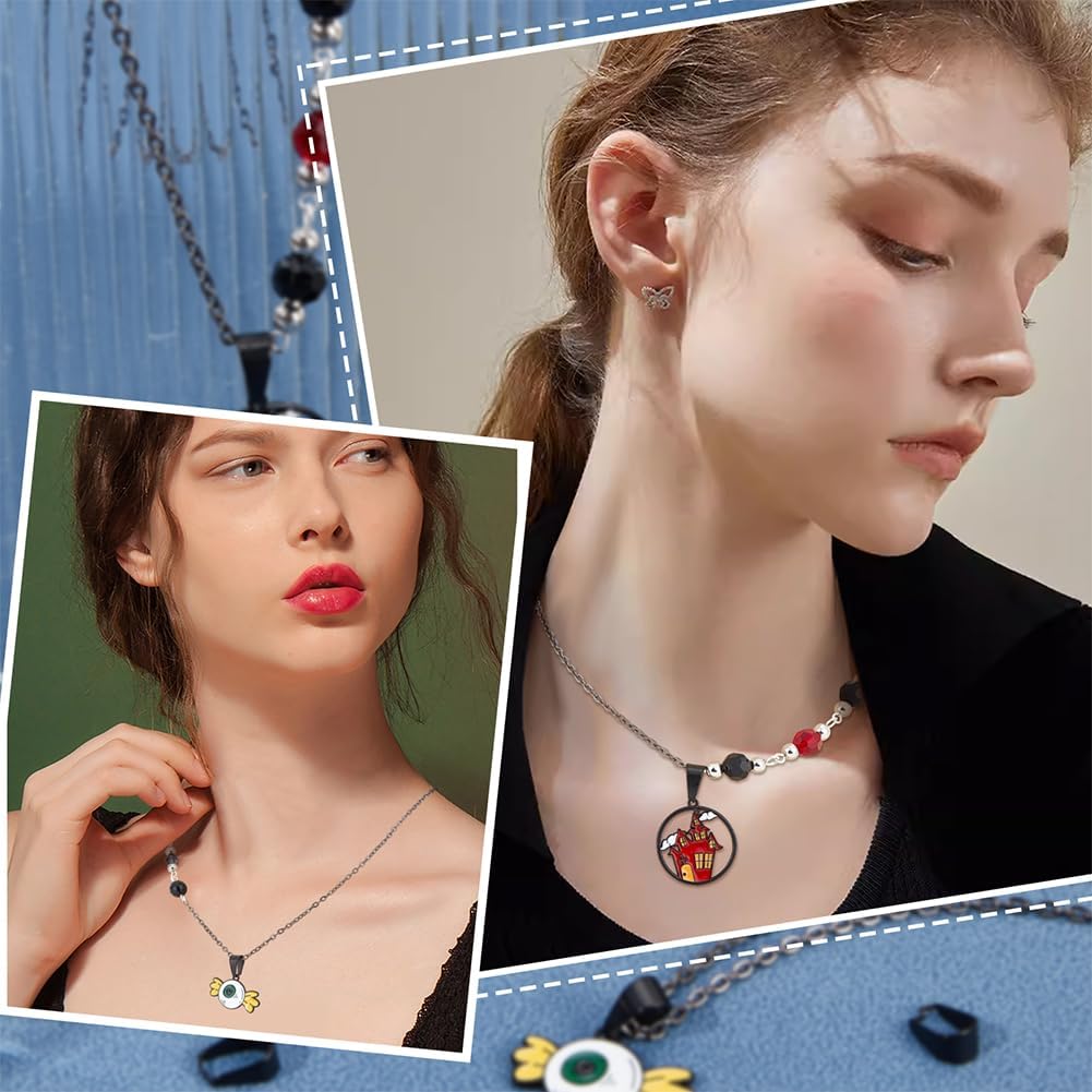 SUNNYCLUE 1 Box 30Pcs Stainless Steel Pinch Bails Pendant Bail Connector Black Snap on Bails Dangle Charm Beads Open Clip Bails Hook Necklace Chain Slider Connectors for Jewelry Making Findings - Image 5