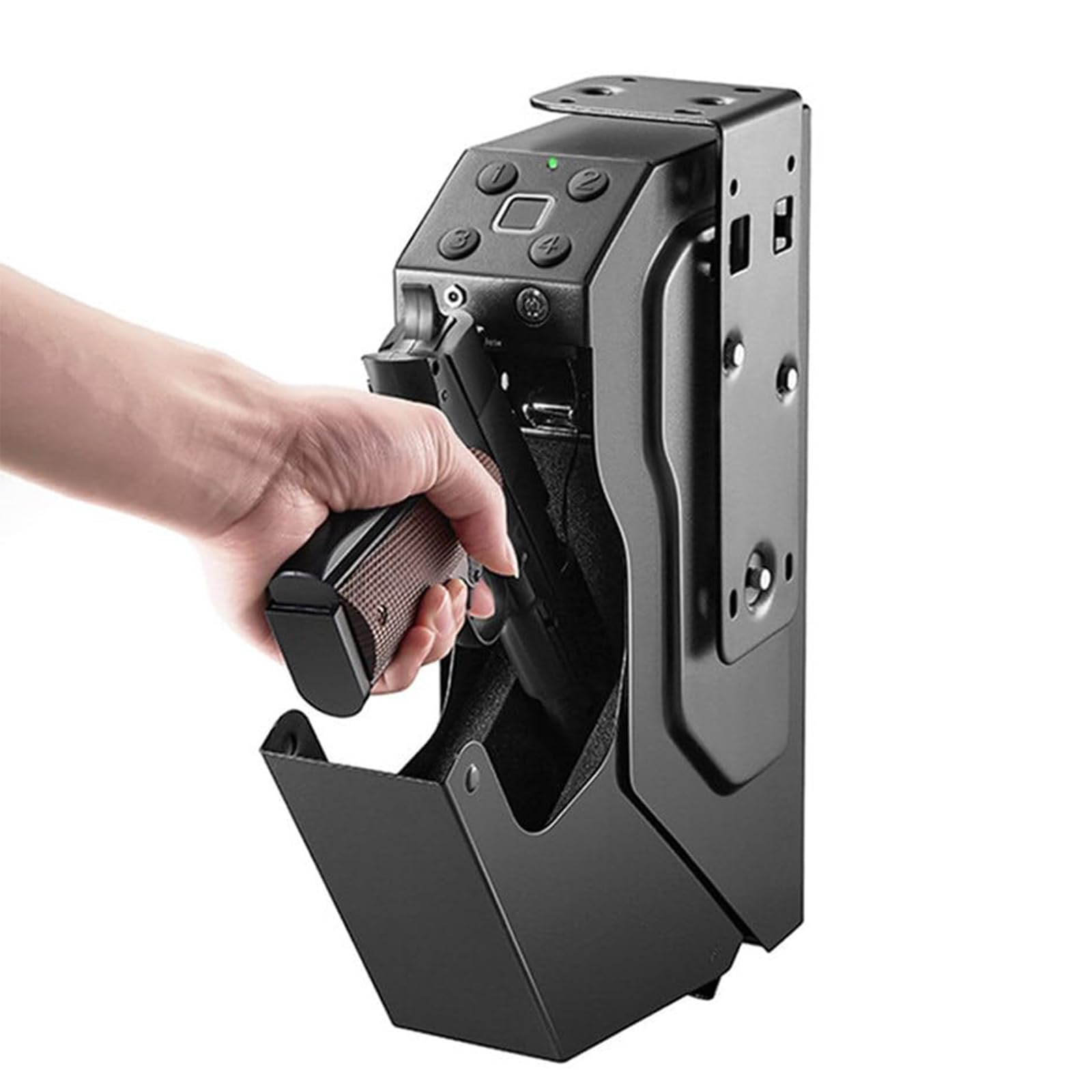 Caja Fuerte para Pistola con Huellas Dactilares, Teclado Digital y Llave, Gabinete de Acero