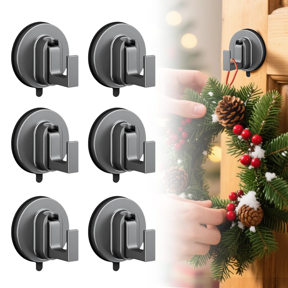 Opeximatun 6Pcs Suction Cup Hooks No-Drill(6Pcs)