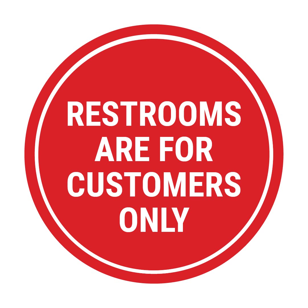 Signs ByLITA Circle Restrooms Are For Customers Only Sign (Red) - Medium