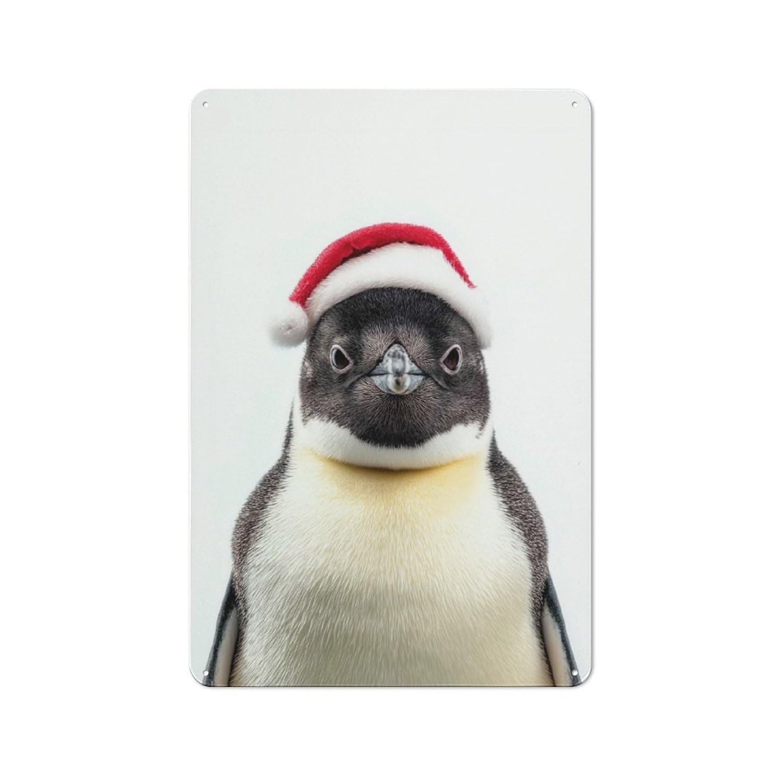 Junmoney Penguin With Santa Hat Rustic Metal Sign 30X20cm For Kitchen Or Home Bar, Gift For Kitchen Decor Lovers During The Christmas Season