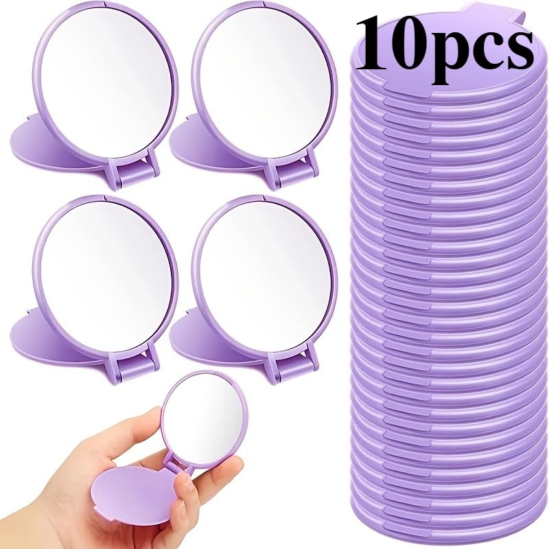 Set de 10 espejos de maquillaje plegables morados miniatura 7