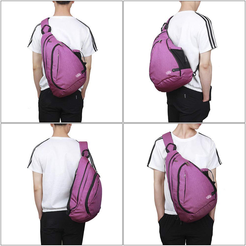 DONGKER Sling Chest Crossbody bag, waterdichte schoudertas, crossbody bag, backpack voor mannen en vrouwen die outdoorsporten wandelen (L, wit