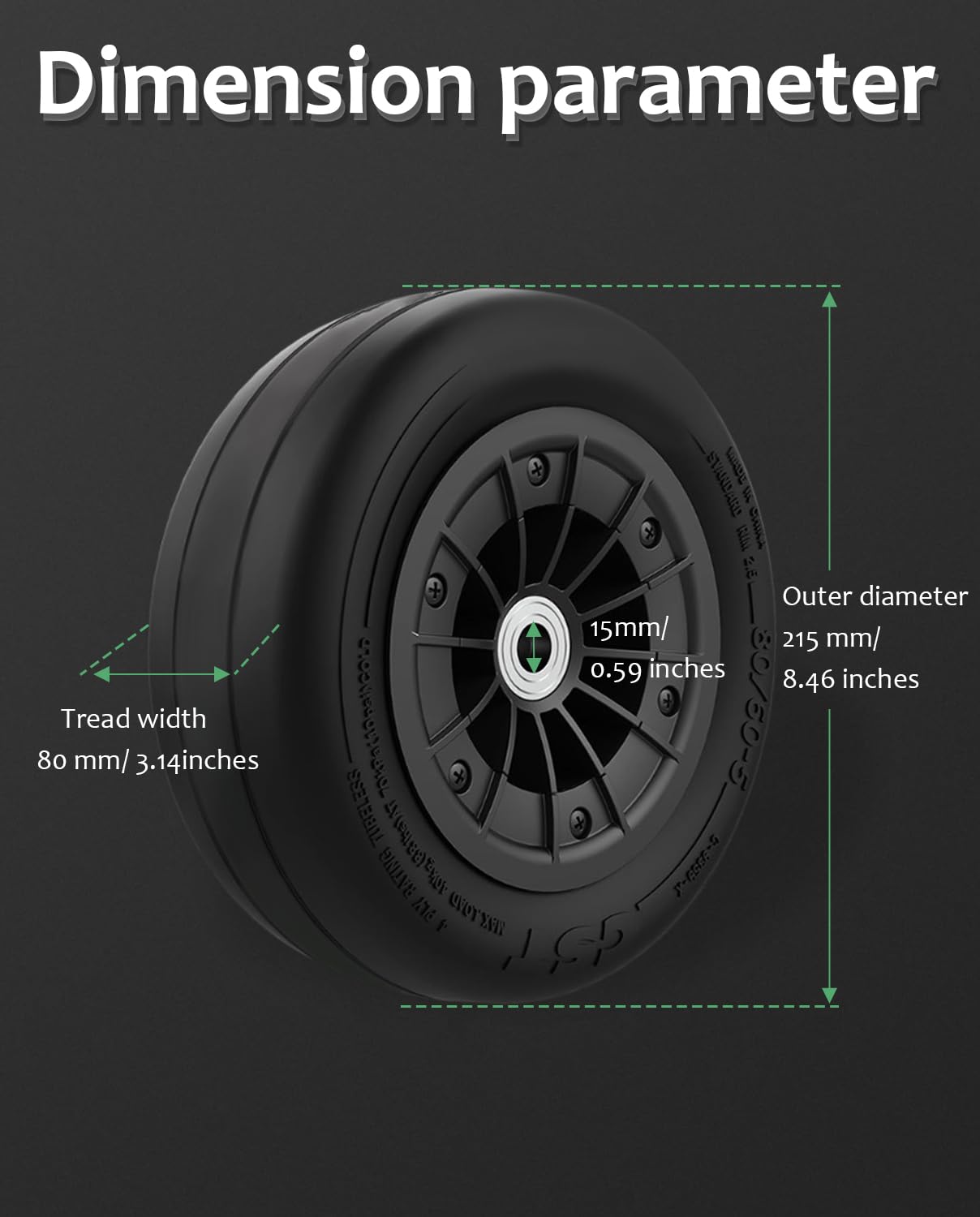 GLDYTIMES 80/60-5 Front Wheel Fit for Ninebot Gokart Pro/Pro 2, Tubeless Tire Assembly Replacement for Ninebot Gokart Series, Non-slip Durable High-Grip