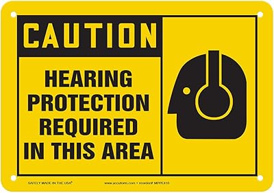 Accuform MPPE410VP Plastic Safety Sign, Caution Hearing Protection Required in This Area
