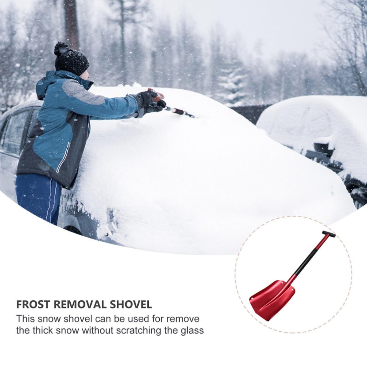 CLISPEED Pala da Neve per Auto Ampia in Alluminio Staccabile, Raschietto per Ghiaccio Portatile Leggero con Custodia, Utensile per Rimozione Neve e Ghiaccio Invernale per Veicoli Utilizzo