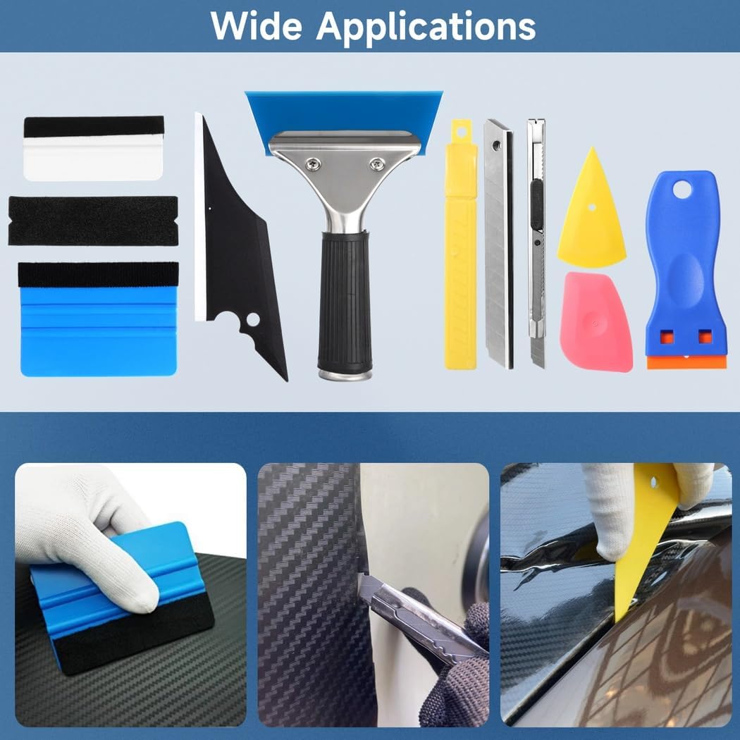 Car Vinyl Wrapping Kit 30 Pcs – Felt Squeegees, Heat Gun, Window Tint Tools, Utility Knife and Spray Bottle Set